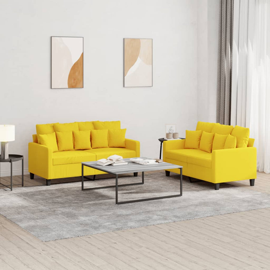 2-Delige Loungeset Stof Lichtgeel met kussens