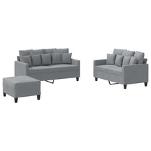 3-delige Loungeset met kussens stof lichtgrijs