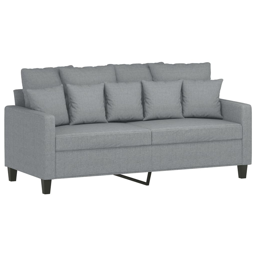 3-delige Loungeset met kussens stof lichtgrijs