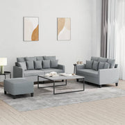 Loungeset 3-delig lichtgrijs stof