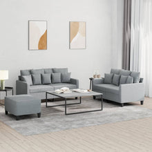 3-delige Loungeset met kussens stof lichtgrijs