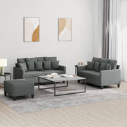 Loungeset 3-delig donkergrijs stof