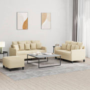 Loungeset 3-delig stof crèmekleurig