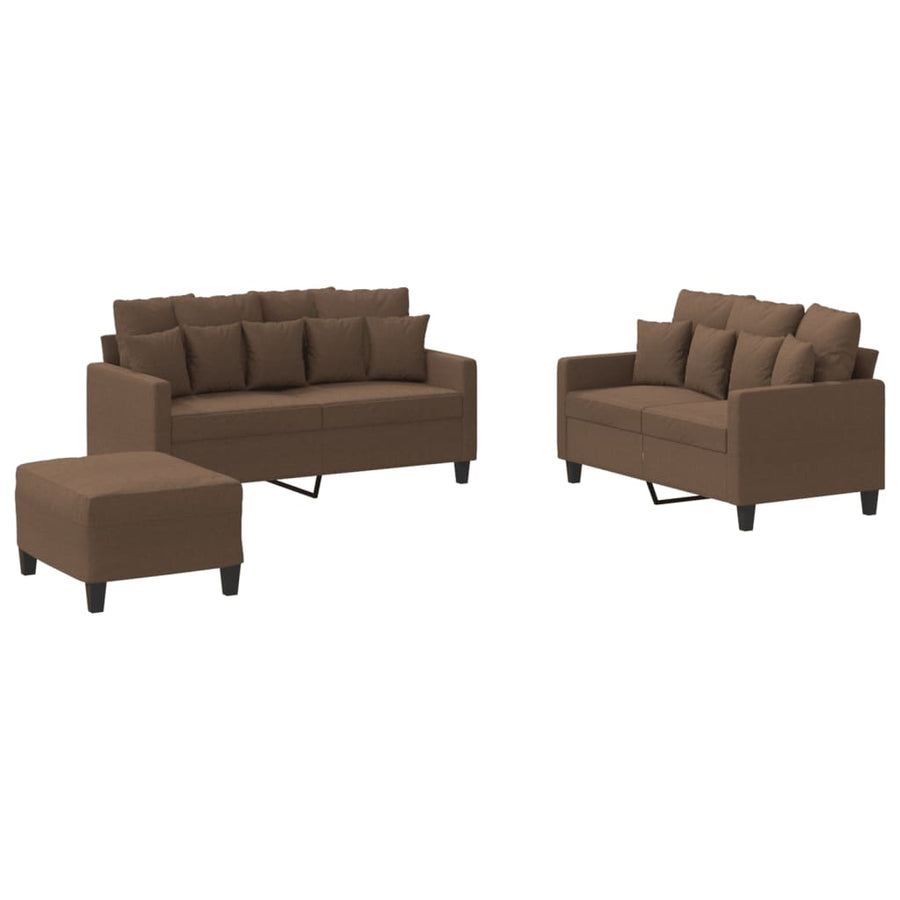 4-Delige Loungeset Met Kussens Stof Bruin