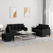 Loungeset 3-delig stof zwart