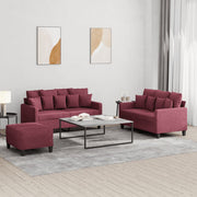 Loungeset 3-delig stof wijnrood