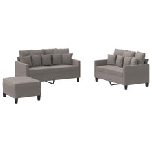 3-Delige Loungeset Met Kussens Stof Taupe met kussens en voetenbankje