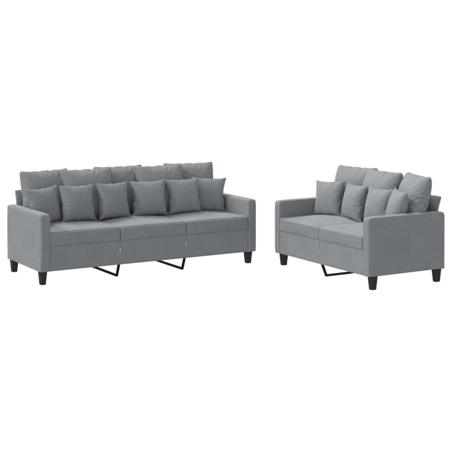2-Delige Loungeset Stof Lichtgrijs met kussens