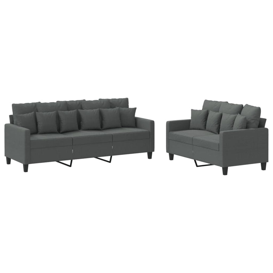 2-Delige Loungeset Stof Donkergrijs met kussens
