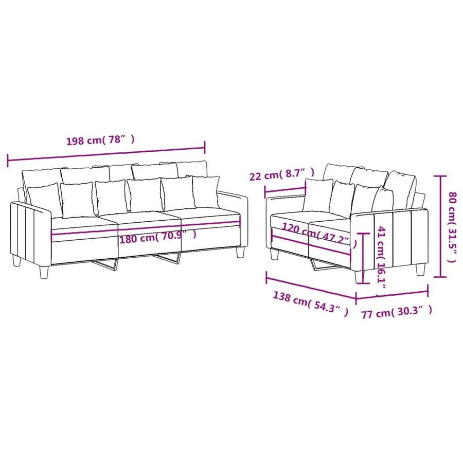 2-Delige Loungeset Stof Donkergrijs met kussens