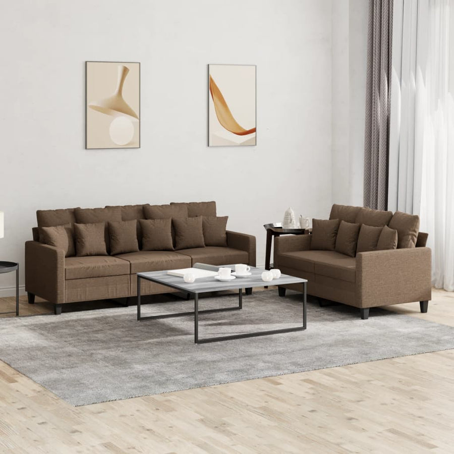 2-Delige Loungeset Stof Bruin met kussens