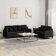 Loungeset 2-delig stof zwart met kussens