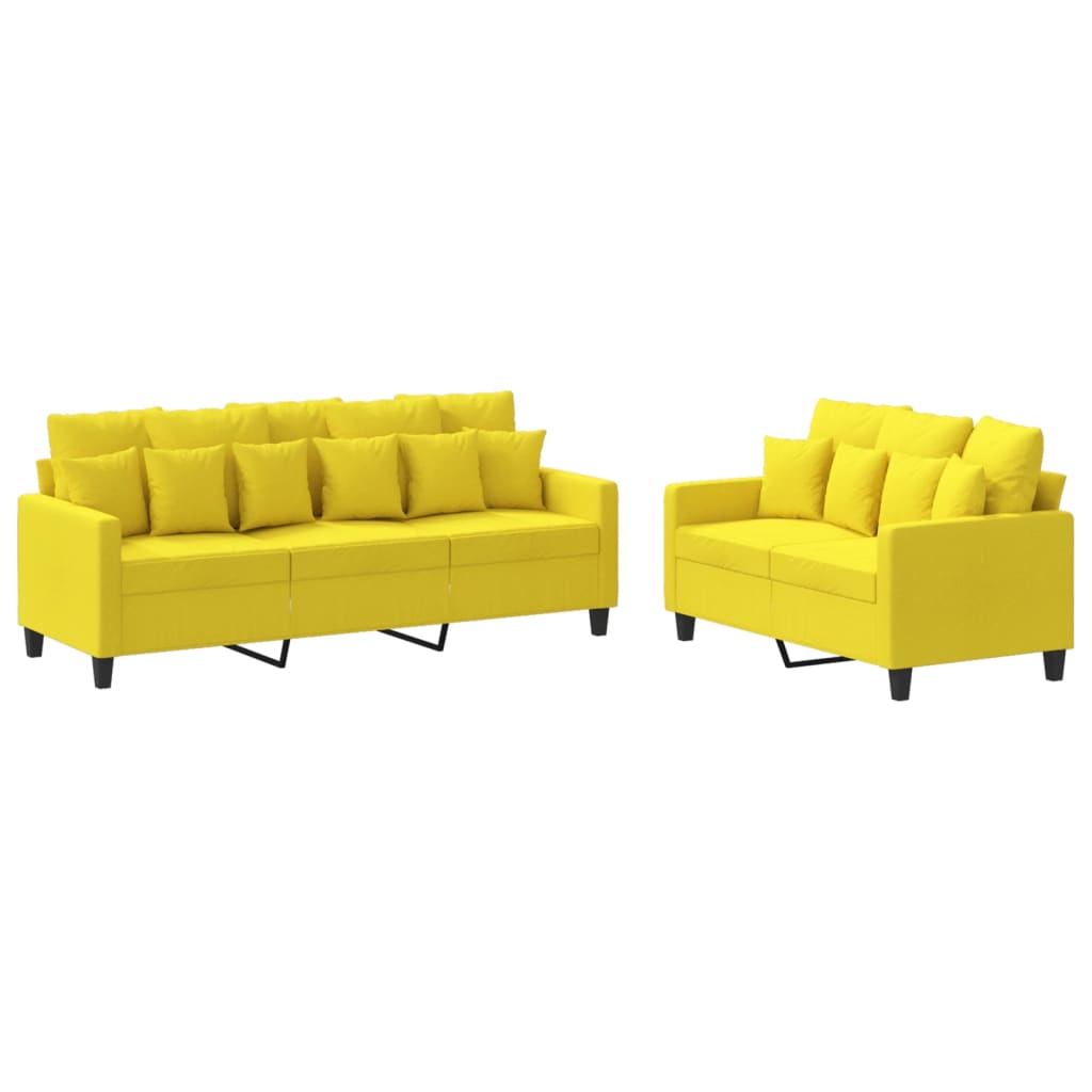 2-Delige Loungeset Stof Lichtgeel
