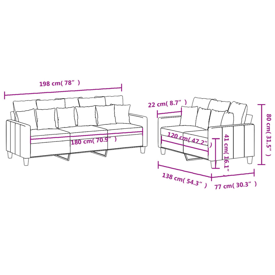 2-Delige Loungeset Stof Lichtgeel