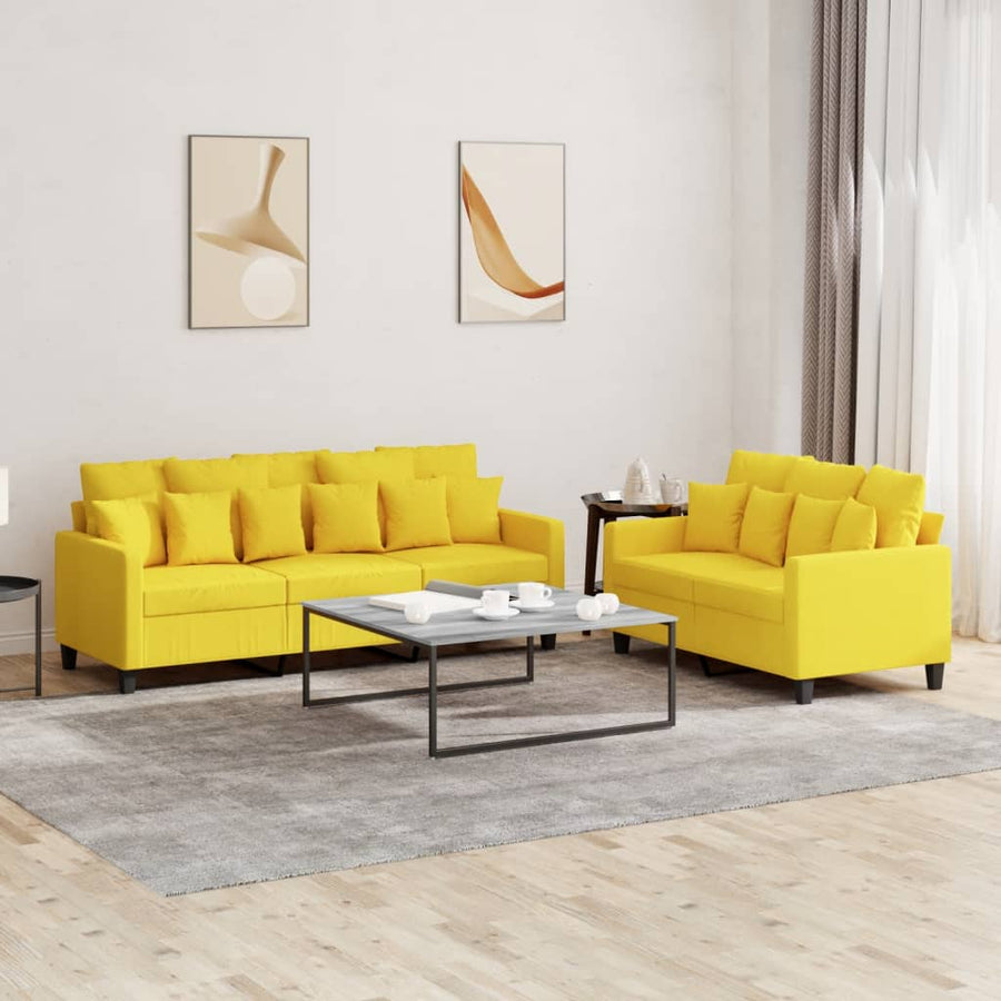 2-Delige Loungeset Stof Lichtgeel
