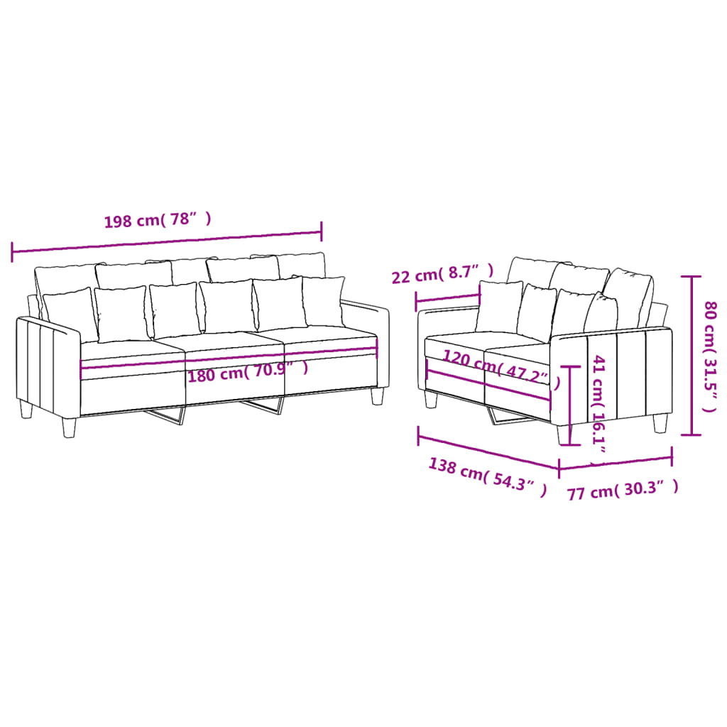 2-Delige Loungeset Met Kussens Stof Taupe
