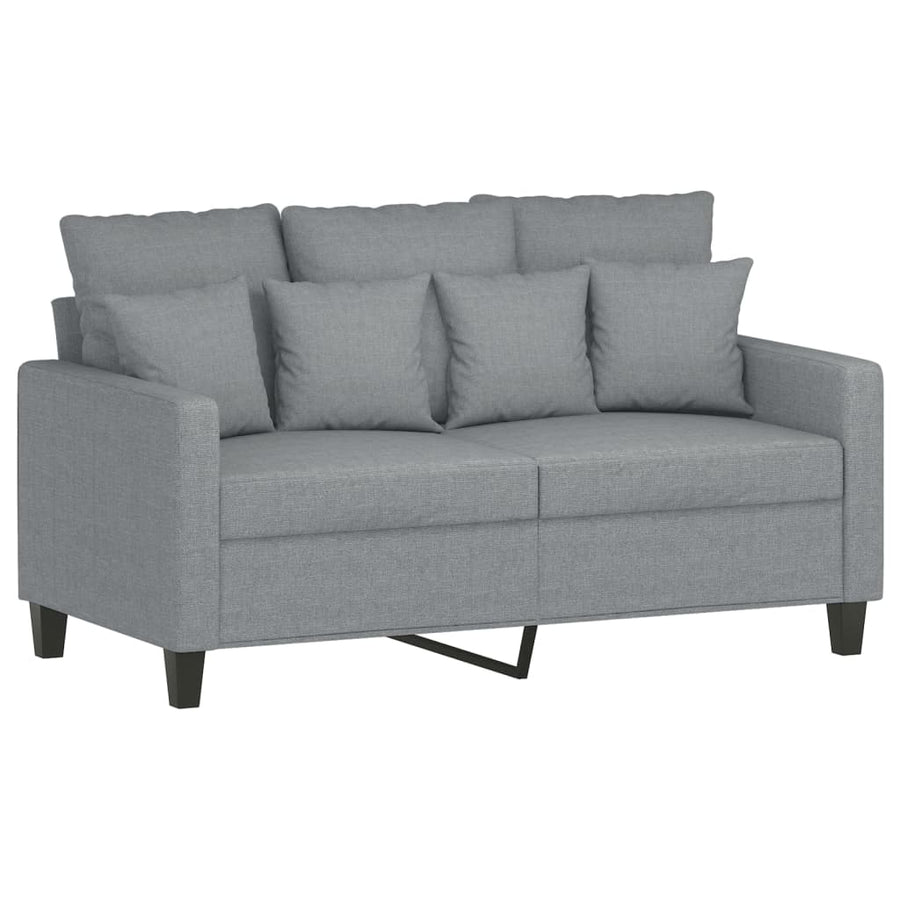 3-Delige Loungeset Met Kussens Stof Lichtgrijs met kussens en voetenbankje