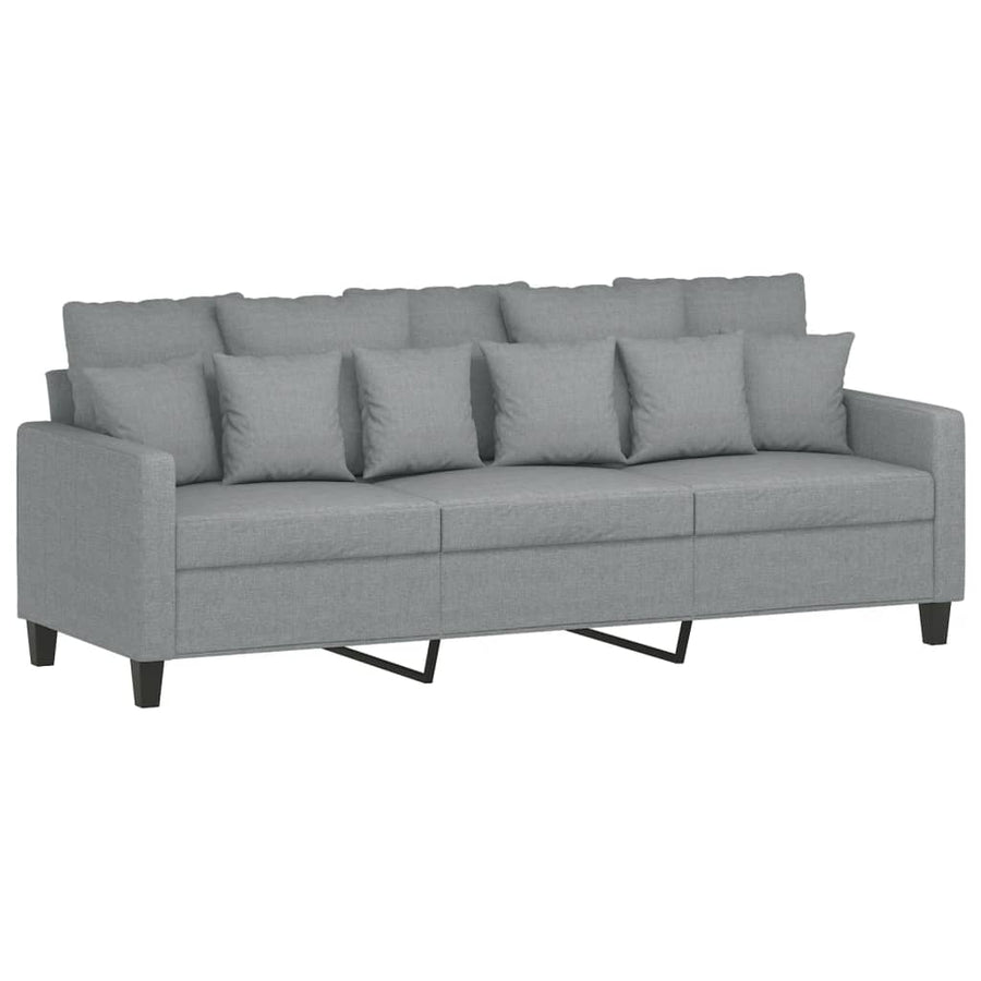 3-Delige Loungeset Met Kussens Stof Lichtgrijs met kussens en voetenbankje