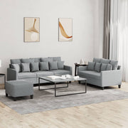 Loungeset 3-delig stof lichtgrijs