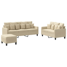 3-Delige Loungeset Met Kussens Stof Kleurig Crème met kussens en voetenbankje