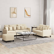 Loungeset 3-delig stof crèmekleurig