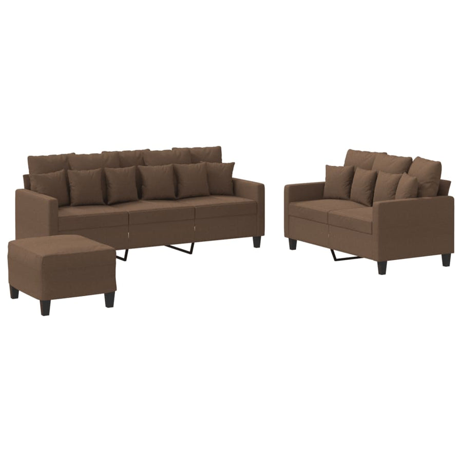 4-Delige Loungeset Met Kussens Stof Bruin