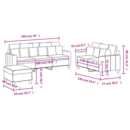 4-Delige Loungeset Met Kussens Stof Bruin