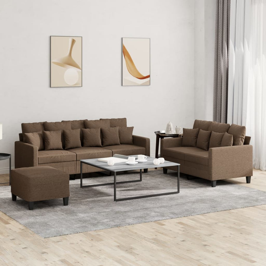 4-Delige Loungeset Met Kussens Stof Bruin