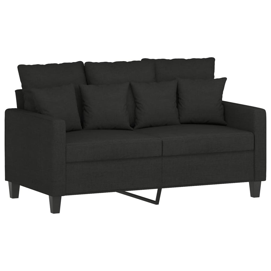 3-Delige Loungeset Met Kussens Stof Zwart met kussens en voetenbankje