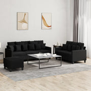 Loungeset 3-delig stof zwart