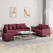 Loungeset 3-delig stof wijnrood