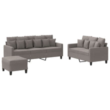 3-Delige Loungeset Met Kussens Stof Taupe met kussens en voetenbankje