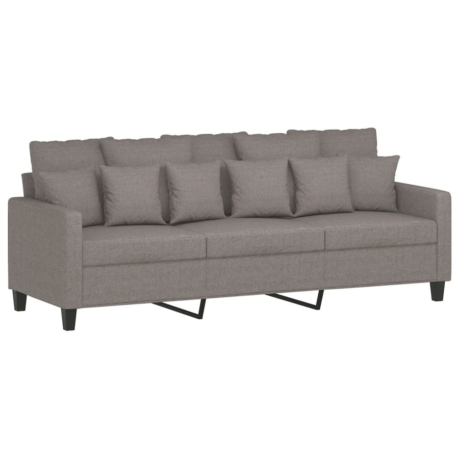 3-Delige Loungeset Met Kussens Stof Taupe met kussens en voetenbankje
