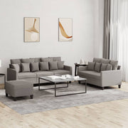 Loungeset 3-delig stof taupe met kussens