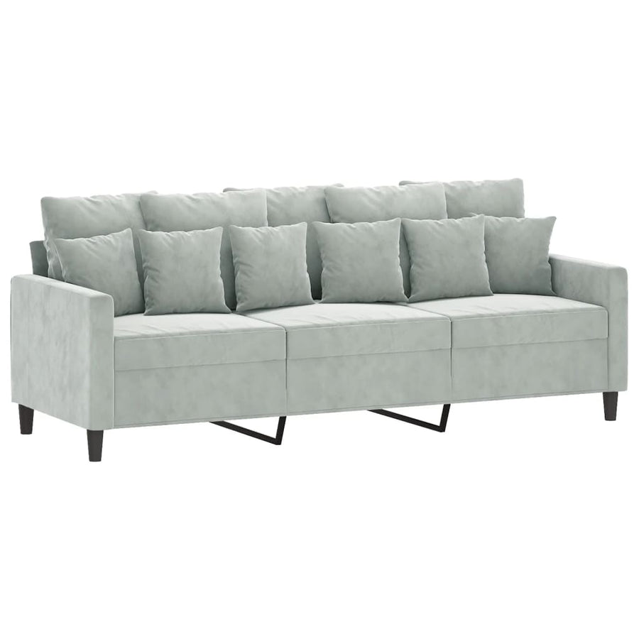 3-Delige Loungeset Fluweel Lichtgrijs met kussens