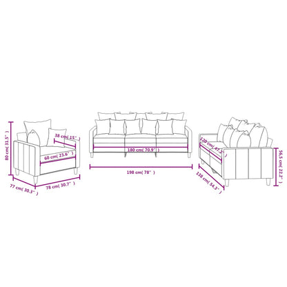 3-Delige Loungeset Fluweel Lichtgrijs met kussens