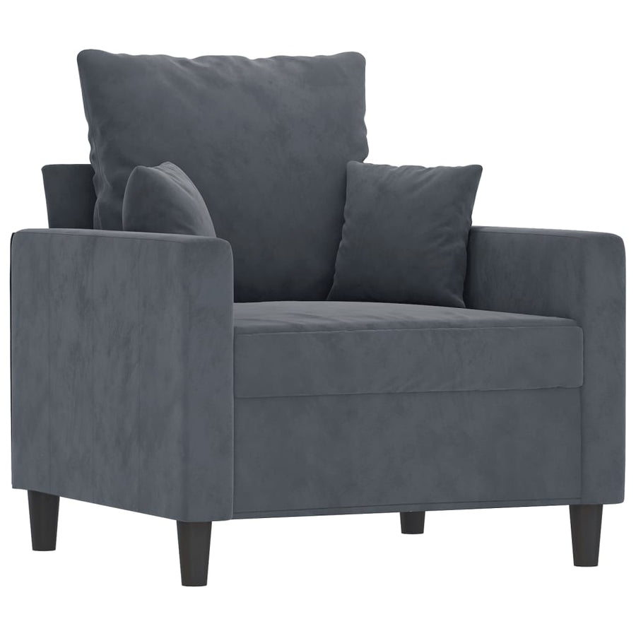 3-Delige Loungeset Fluweel Donkergrijs met kussens