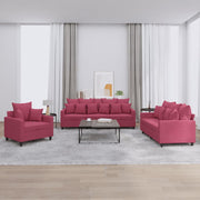 Loungeset 3-delig fluweel wijnrood