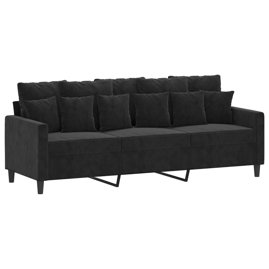 3-Delige Loungeset Fluweel Zwart met kussens