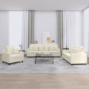 Loungeset 3-delig fluweel crèmekleurig