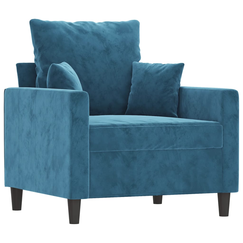 3-Delige Loungeset Fluweel Blauw met kussens
