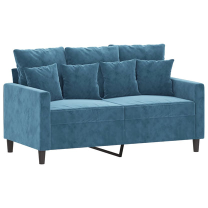 3-Delige Loungeset Fluweel Blauw met kussens
