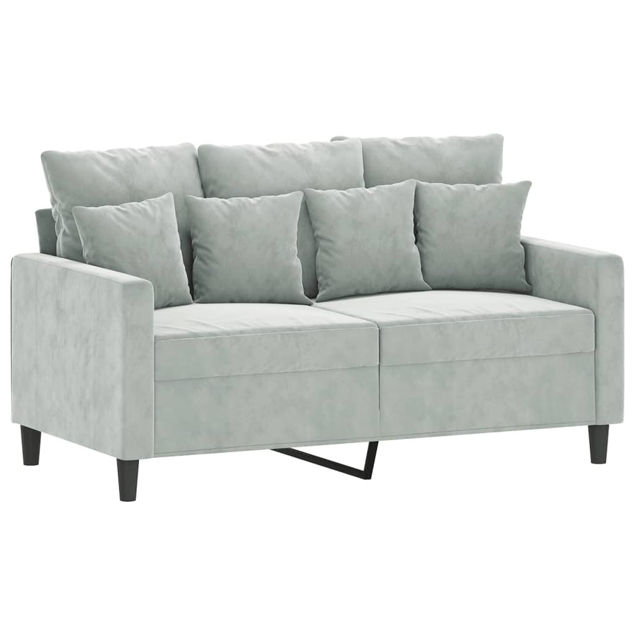 4-Delige Loungeset Met Kussens Fluweel Lichtgrijs met kussens en voetenbankje