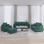 Loungeset 4-delig fluweel donkergroen