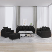 Loungeset 4-delig fluweel zwart