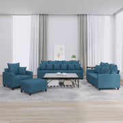 Loungeset 4-delig fluweel blauw