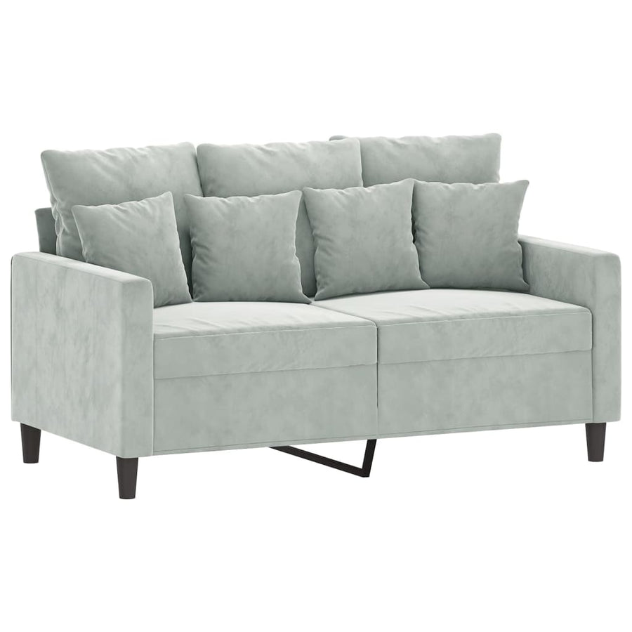 2-Delige Loungeset Fluweel Lichtgrijs met kussens