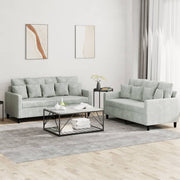 2-piece Lounge Set with cushions velvet light grey