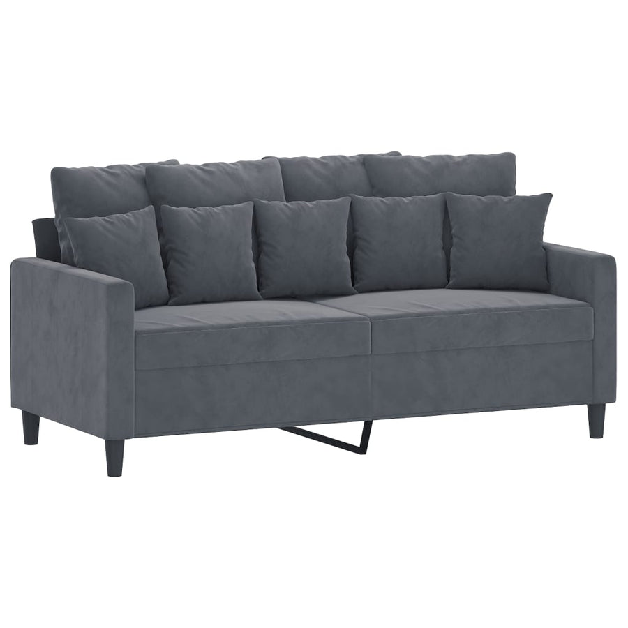 2-Delige Loungeset Fluweel Donkergrijs met kussens