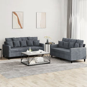 2-Piece Lounge Set with Cushions Velvet Dark Grey